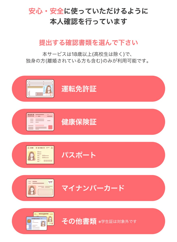 withの本人確認書類の種類が書いてある画面