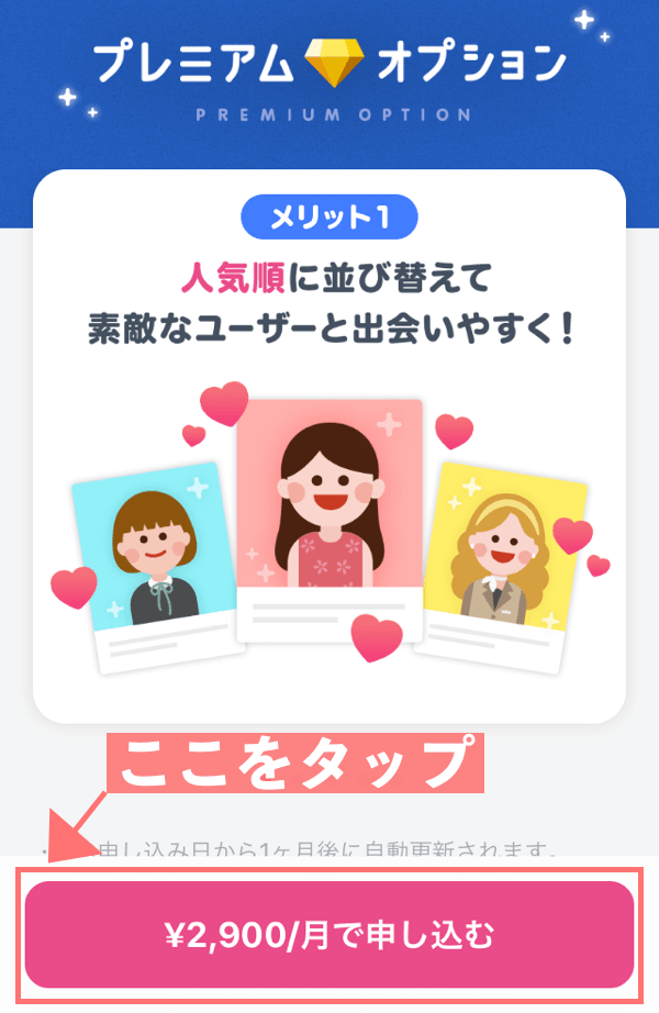 プレミアムオプション申し込み