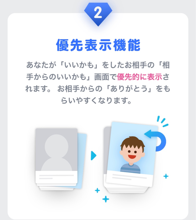 タップル 優先表示機能 画面